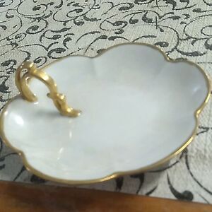 Elegant Gold and White  Candle Dish